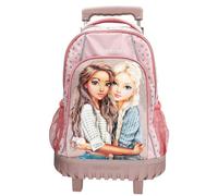 Depesche 14009 TOPModel Dots School Backpack Trolley in Pink with Model Motif, Dots Pattern and Glitter, School Bag with Telescopic Handle and Wheels