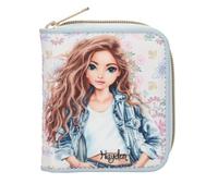 Depesche 14027 TOPModel Festival Fun Wallet in Dark Blue and Cream with Model Motif and Flower Pattern Purse with Press Stud Closure