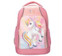 Depesche 14038 Ylvi Sugar Pop School Backpack in Pink with Unicorn Motif and Glittering Details, School Bag with Adjustable Straps