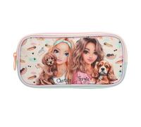 Depesche 14150 TOPModel Sunny Dog Pencil Case in Light Yellow and Purple, Model Motif with Dog and Funny Dog Pattern, Pencil Case with 3 Compartments and Zip