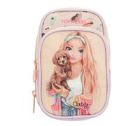 Depesche 14152 TOPModel Sunny Dog Mobile Phone Case in Light Yellow, Purple and Turquoise with Pattern and Sequins, Carry Bag with 2 Zipped Compartments and Wrist Strap
