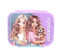 Depesche 14162 TOPModel Sunny Dog Lunch Box in Purple, Turquoise and White, Model Motif with Headphones, Lunch Box with Hinged Lid, Removable Compartment and Divider