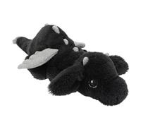 Depesche 14182 Snukis Cuddly Toy Dragon in Black and Silver with Soft Fur and Silver Glitter Eyes, Approx. 50 cm Plush Toy