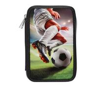 Depesche 14185 Action World Football 2 Compartment Pencil Case with Coloured Pencils, Scissors, Ruler etc.