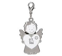 Depesche 14340.148 Guardian Angel Pendant 365 Days - May 27, Metal Lucky Charm with Angel, Heart and Key Ring, for Gift to Family and Friends