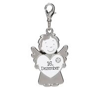 Depesche 14340.351 Guardian Angel Pendant 365 Days - 16 December, Metal, Lucky Charm with Angel, Heart and Key Ring, for Gift to Family and Friends