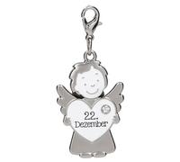 Depesche 14340.357 Guardian Angel Pendant 365 Days - 22 December, Metal, Lucky Charm with Angel, Heart and Key Ring, for Gift to Family and Friends