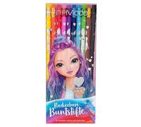 Depesche 1595 TOPModel - Erasable Colouring Pencils, 10 Pens in 10 Bright Colours with Eraser Topper, Ideal for Painting and School
