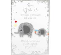 Depesche 3003.048 Greeting Card for a Birth, Elegant Greeting Card with Matching Saying, Without Text Inside, Includes Envelope, 17.5 x 12.5 cm