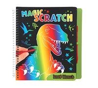 Depesche Dino World 11662 Magic Scratch Book with Cool Dino Motifs for Scratching, Magic Colour Gradient, Approx. 20 x 19.5 x 2 cm