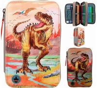 Depesche Dino World 12381 3-Compartment Pencil Case LED Khaki Brown, Black