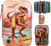 Depesche Dino World 12381 3-Compartment Pencil Case LED Khaki Brown, Black
