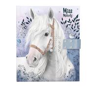 Depesche Miss Melody 13237 Diary with Number Code and Sound, Book in Blue and Purple, with Horse Motif and 80 Lined and Colourful Illustrated Pages