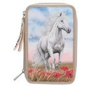 Depesche Miss Melody 13341 Triple Pencil Case Poppy Sand, brown, Pencil case