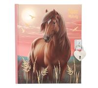 Depesche Miss Melody 13889 Diary in Pink with Horse Motif and Gold Details, Book with Heart Lock, Stickers and Lined Pages