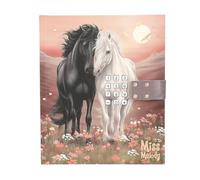 Depesche Miss Melody 13998 Diary with Number Code and Sound, in Rose and Red, with Horse Motif and Flowers, Includes 80 Finely Lined and Colourful Illustrated Pages