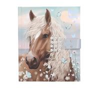 Depesche Miss Melody 13999 Diary with Number Code and Sound, in Delicate Blue Tones, with Horse Motif and Flowers, Includes 80 Finely Lined and Colourful Illustrated Pages