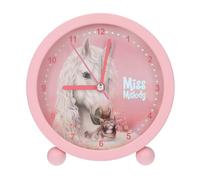 Depesche Miss Melody 14088 Children's Alarm Clock in Pink with Horse Motif and Kitten Silent Clock with Light Function