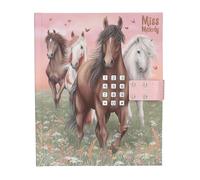 Depesche 13236 Miss Melody Diary with Number Code and Sound, Book in Pink and Green, with Horse Motif and 80 Lined and Colourful Illustrated Pages, Multicoloured