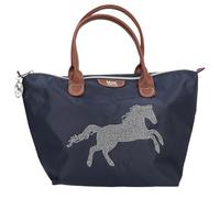Depesche Miss Melody Luxury Horse 13690 Shoulder Bag in Dark Blue and Brown with Horse Motif and Small Studs Handbag with Adjustable Shoulder Strap