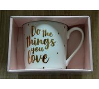 Depesche PORCELAIN MUG in cardboard box, CUP, "DO THE THINGS YOU LOVE", new
