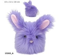 Depesche 13263 Snukis Cuddly Toy Rabbit in Purple with Long Ears, Approx. 18 cm Plush Toy with White Tail