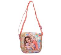Depesche TOPModel Girl Power 13288 Small Shoulder Bag in Beige with Model Motif and Colourful Batches, Handbag with Adjustable Strap