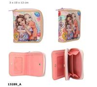 Depesche 13289 TOPModel Girl Power Wallet in Beige with Model Motif and Colourful Batches, Purse with Press Stud