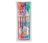 Depesche TOPModel 12743 Glitter Gel Pen Set in Transparent Pouch with Press Stud Closure, 5 Pens in Glitter Colours for Writing and Decorating