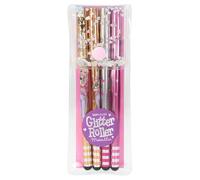 Depesche Topmodel 12744 Metallic Gel Pen Set in Transparent Case, 4 Pens in Glitter Colours for Writing and Decorating