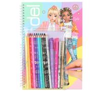 Depesche TOPModel 12943 Colouring Book Set with 76 Pages for Designing Model Motifs, Includes Colouring Template, Sticker Sheet, Pens and Much More