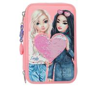 Depesche TOPModel 12950 Filled 3-Compartment Pencil Case in Pink, with Model Mot