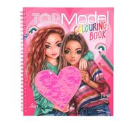 Depesche TOPModel 12977 Colouring Book with Sequin Design, 40 Model Designs for Creative Design, Includes Sticker Sheet