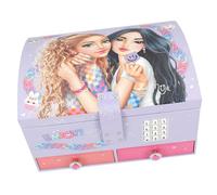Depesche TOPModel 13141 Large Jewellery Box in Light Purple, with Model Motif and Colourful Details, Jewellery Box with Code, Sound and Mirror