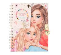Depesche TOPModel 13269 Diary with Heart Padlock and Bracelet, Book in Pink, with Mannequin Design, Gold Detailing and Lined Pages