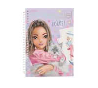 Depesche TOPModel 13445 Pocket Colouring Book in Practical Size with 120 Pages for Designing Outfits, Colouring Book with Sticker Sheet and Spiral Binding