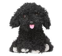 Depesche TOPModel 13515 Cuddly Toy Dog in Black, Approx. 16 cm Large Plush Toy with Curly Fur and Pink Tongue