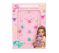 Depesche TOPModel 14062 Jewellery Set with Chain, Bracelet and Ring, White Pearls and Colourful Balloon Dogs, Adjustable Length and Elastic Band