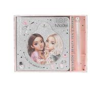 Depesche TOPModel Beauty 13174 Notebook in Sparkling Silver with Model Motif Includes Ballpoint Pen, Lined Pages and Mirror