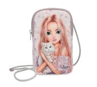 Depesche TOPModel Blooming Kitty 13963 Mobile Phone Case in Purple with Model Motif, Flower Pattern and Cat, Carry Bag with Shoulder Strap for Smartphone