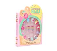 Depesche TOPModel Candy Glam 14072 Self-Adhesive False Nails and Decorative Stones Set, Rounded, in Beautiful Designs, 12 False Nails and 30 Rhinestones