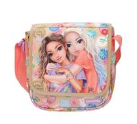 Depesche TOPModel Girl Power 13288 Small Shoulder Bag in Beige with Model Motif and Colourful Batches, Handbag with Adjustable Strap