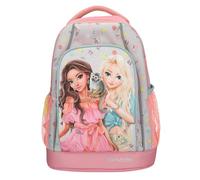 Depesche TOPModel Juicy 13331 School Backpack Trolley in Pink and Green with Model Motif and Flower Pattern, School Bag with Telescopic Handle and Wheels, pink, Mittelgroße, Casual