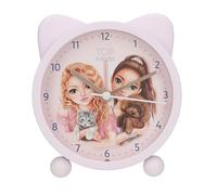 Depesche 13548 TOPModel Kitty and Doggy Alarm Pink for Children with Dogs and Cats Motif and Ears, Silent Clock with Light Function, Battery Included, 0