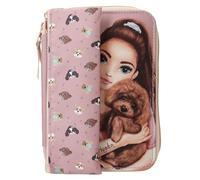 Depesche TOPModel Kitty and Doggy 13659 Filled Pencil Case in Pink, Includes Pencil Case, with Model Motif and Dog Pattern, Pencil Case with Colouring Pencils, Scissors and Much More