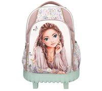 Depesche TOPModel Summer Feeling 13305 School Backpack Trolley in Pink and Green with Model Motif and Flower Pattern, School Bag with Telescopic Handle and Wheels