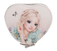Depesche TOPModel Summer Feeling 13308 Mini Jewellery Box in Pink Heart Shape with Model Motif, Zip and Mirror
