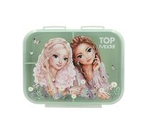 Depesche 13410 TOPModel Summer Feeling Green and Pink, with Model Motif and Flower Pattern, Lunch Box with 3 Compartments and Folding Lid, Polyester
