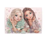 Depesche TOPModel Summer Feeling 13579 Large Jewellery Box in Pink with Model Motif and Floral Details, Jewellery Box with Code, Sound and Mirror