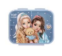 Depesche Brotdose 13255 TOPModel Team Teddy Pink, with Model Motif and Checked Pattern, Lunch Box with 3 Compartments and Transparent Blue Lid, Plastic, Multicoloured